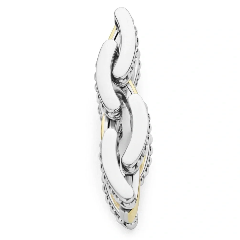 LAGOS HIGH BAR Two-Tone Caviar Link Ring - Picture 3 of 11